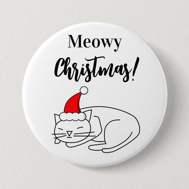 Rolig Meowy Jul Holiday Knapp (Framsida)