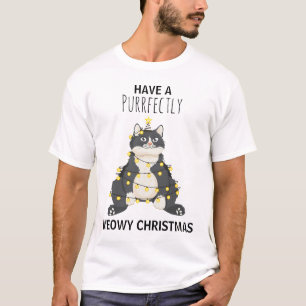 Rolig Meowy Jul Katt Puns Festiv Vinter Humor T Shirt