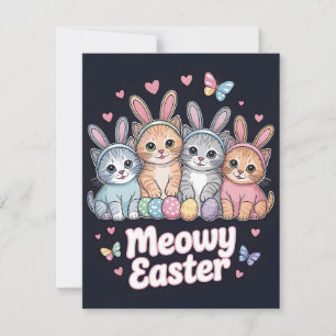 Rolig Meowy Påskkatter Söt Kattunge Ägg Kort