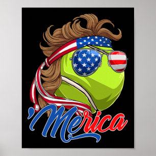 Rolig Merica Tennis Ll Och Usa Flagga Solglasögon  Poster