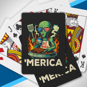 Rolig ’Merica Utomjording BBQ Grillning Patriotisk Casinokort