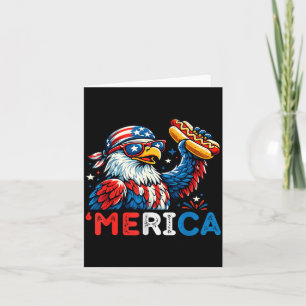 Rolig Merica Vit Huvudadler Hotdog Patriotisk 4:e Kort