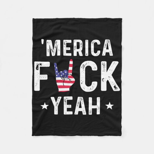 Rolig Merica Yeah 4:e Juli  Fleecefilt (Framsidan)