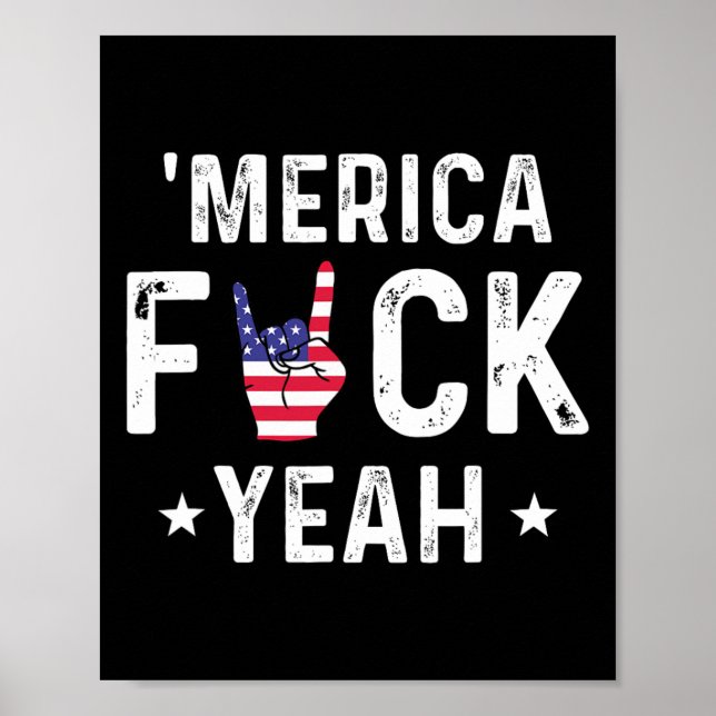 Rolig Merica Yeah 4 juli  Poster (Framsidan)