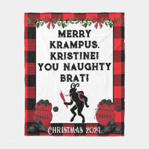 Rolig Merry Krampus Personlig Skräddarsydd Jul Fleecefilt