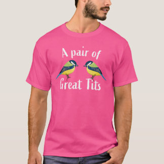 Rolig mes fågel fågelskådning present Ett par stor T Shirt
