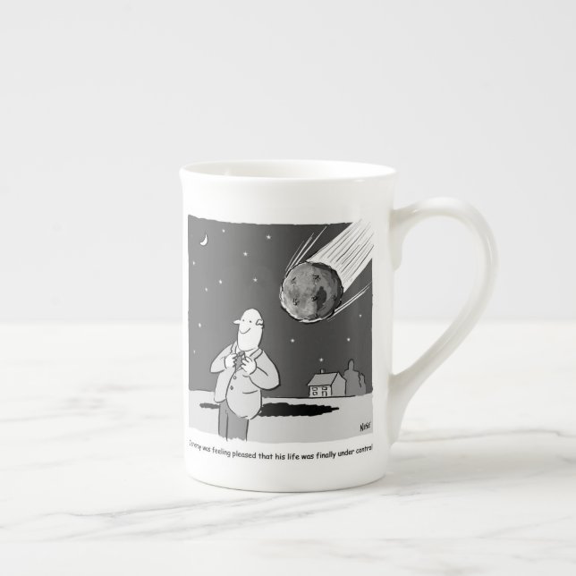 Rolig meteorit som träffar jordenskatastrof benporslin mugg (Höger)