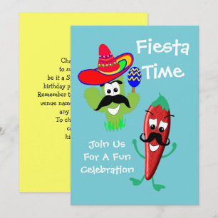 Rolig mexikansk fiesta-fest inbjudningar