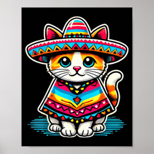 Rolig mexikansk katt Cinco De Mayo Katt Sombrero P Poster