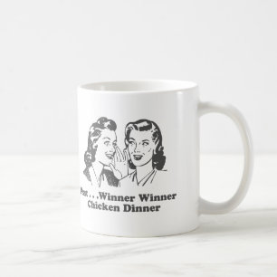 Rolig middag för vinnarevinnarehöna kaffemugg
