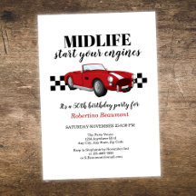 Rolig Midlife Vintage Röd Bil 50-årsdag 