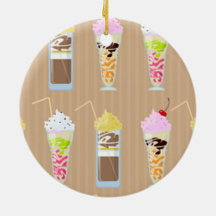 Rolig milkshakedesign julgransprydnad keramik