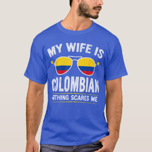 Rolig Min fru är colombiansk Stolt make Colombia T Shirt