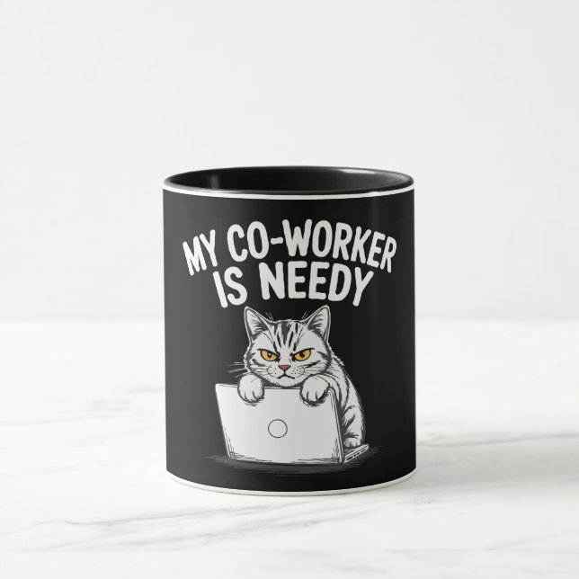 Rolig "Min kollega är behovsinriktad" Grumpy Cat a Mugg (Center)