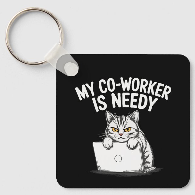 Rolig "Min kollega är behovsinriktad" Grumpy Cat-a Nyckelring (Framsida)