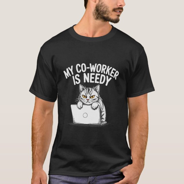 Rolig "Min kollega är behovsinriktad" Grumpy Cat A T Shirt (Framsida)