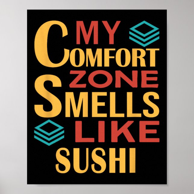 Rolig Min komfortzon luktar sushi  Poster (Framsidan)