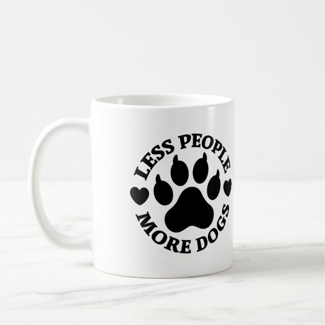 Rolig Mindre Människor Fler Hundar Tassavtryck Kaffemugg (Vänster)