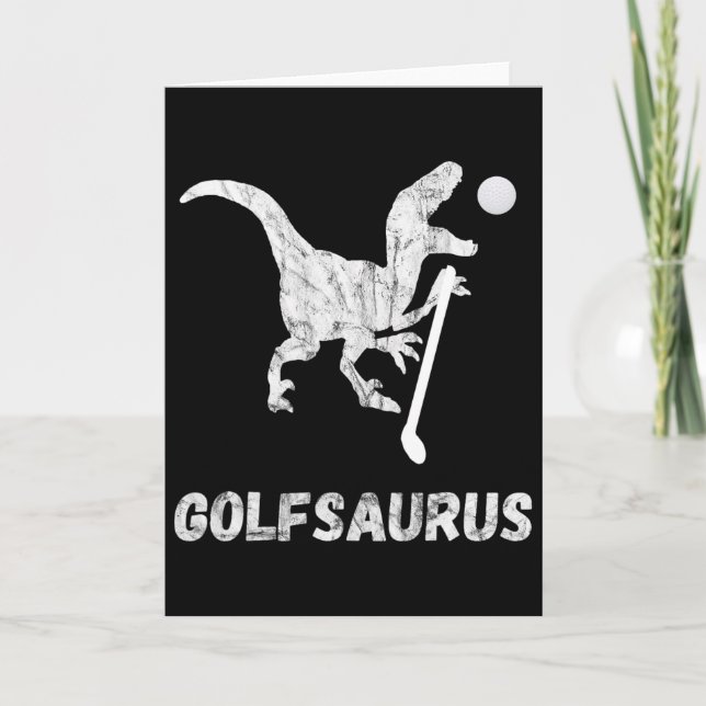 Rolig Mini Golf Spelare Golf Dinosaurie Golfare T- Kort (Framsida)