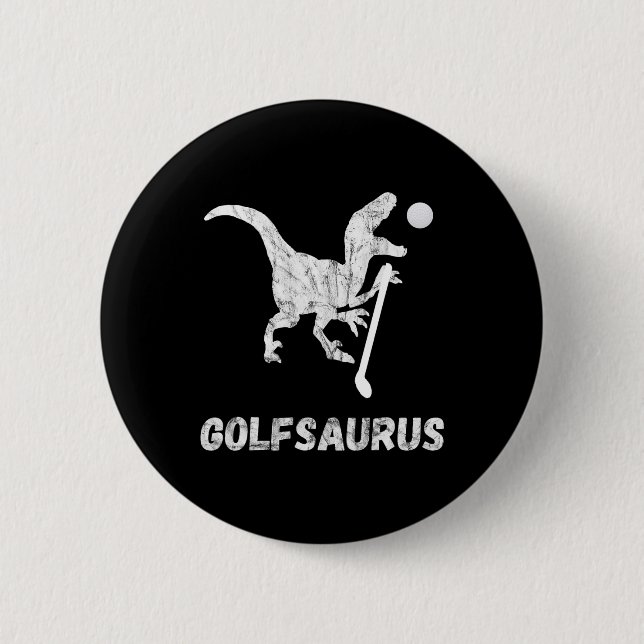 Rolig Mini Golf Spelare Golf Dinosaurie Golfer T-r Knapp (Framsida)
