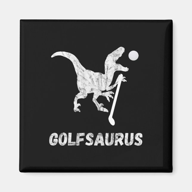 Rolig Mini Golf Spelare Golf Dinosaurie Golfer T-R Magnet (Framsidan)