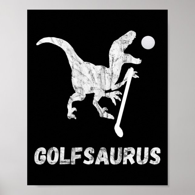 Rolig Mini Golf Spelare Golf Dinosaurie Golfer T-r Poster (Framsidan)