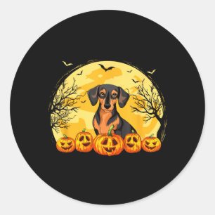 Rolig Miniature Pinscher Hund Pumpa Halloween Runt Klistermärke