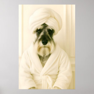 Rolig Miniature Schnauzer Badrumstryck Poster