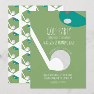Rolig Miniatyr Golfbana Födelsedagsfest Inbjudningar