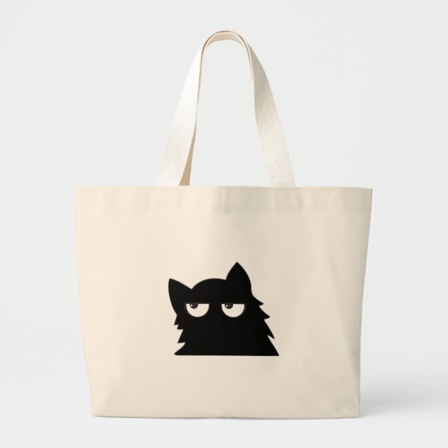 Rolig minimalistisk design med svart katt som döme jumbo tygkasse (Framsidan)