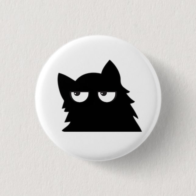 Rolig Minimalistisk Svart Katt Design Med Dömande  Knapp (Framsida)