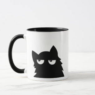 Rolig Minimalistisk Svart Katt Design Med Dömande Mugg