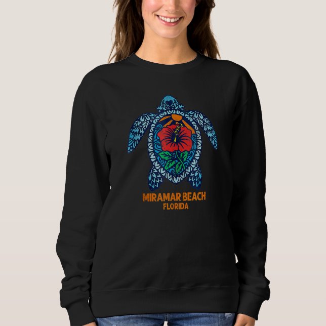 Rolig Miramar Beach Sea Turtle Florida Turtle Hibi T Shirt (Framsida)
