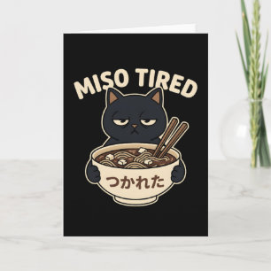 Rolig Miso Trött Katt Ramen Älskare Japansk Mat Pu Kort