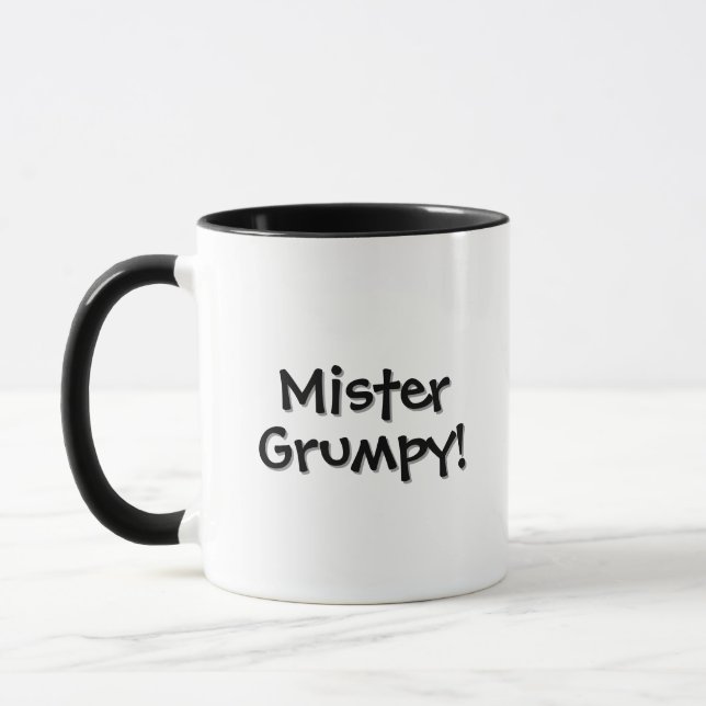 Rolig Mister Grumpy Svart Trimning  Mugg (Vänster)
