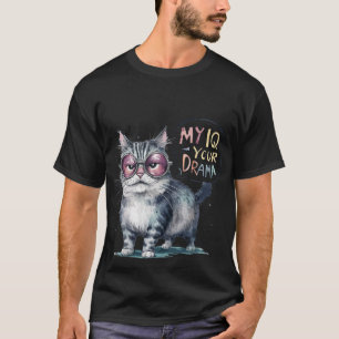 Rolig "Mitt IQ Din Drama" Sassy Vattenfärg Katt 🧠 T Shirt