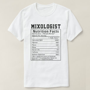 Rolig Mixologist Nutrition Fakta Cocktail Älskare T Shirt