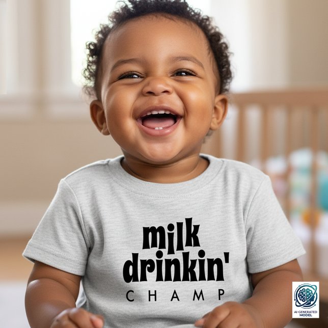 Rolig mjölkdrickande mästare t shirt (Funny Milk Drinkin' Champ Baby Shirt Cover Photo)