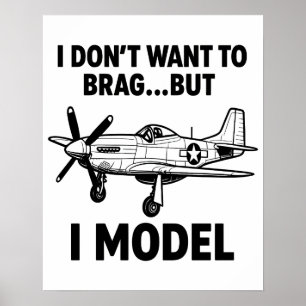 Rolig modellcitat med flygplan P‑51 Mustang Poster