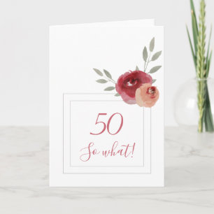 Rolig Modern Akvarell Blommig 50-årsdag Kort