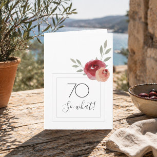 Rolig Modern Akvarell Blommig 70-årsdag Kort