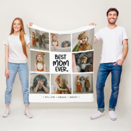 Rolig Modern 'BÄSTA MAMMAN NÅGONSIN' 6 Foto Fleecefilt