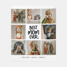 Rolig Modern 'BÄSTA MAMMAN NÅGONSIN' 6 Foto Fleecefilt