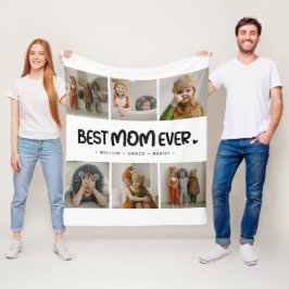 Rolig Modern 'BÄSTA MAMMAN NÅGONSIN' 6 Foto Fleecefilt