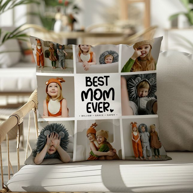 Rolig Modern 'BÄSTA MAMMAN NÅGONSIN' 6 Foto Kudde (Skapare uppladdad)