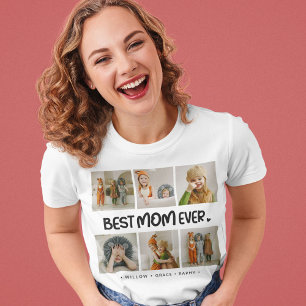 Rolig Modern 'BÄSTA MAMMAN NÅGONSIN' 6 Foto T Shirt