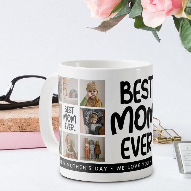 Rolig Modern 'BÄSTA MAMMAN NÅGONSIN' 8 Foto Kaffemugg (Skapare uppladdad)