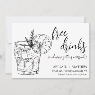 Rolig Modern Cocktail Skiss Trendig Foto Bröllop Spara Datumet