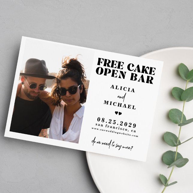 Rolig modern enkel fotobryllop sparar datum meddelande vykort (Skapare uppladdad)