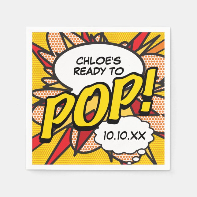 Rolig Modern Färdig att POP Baby Shower Pappersservett (Framsidan)